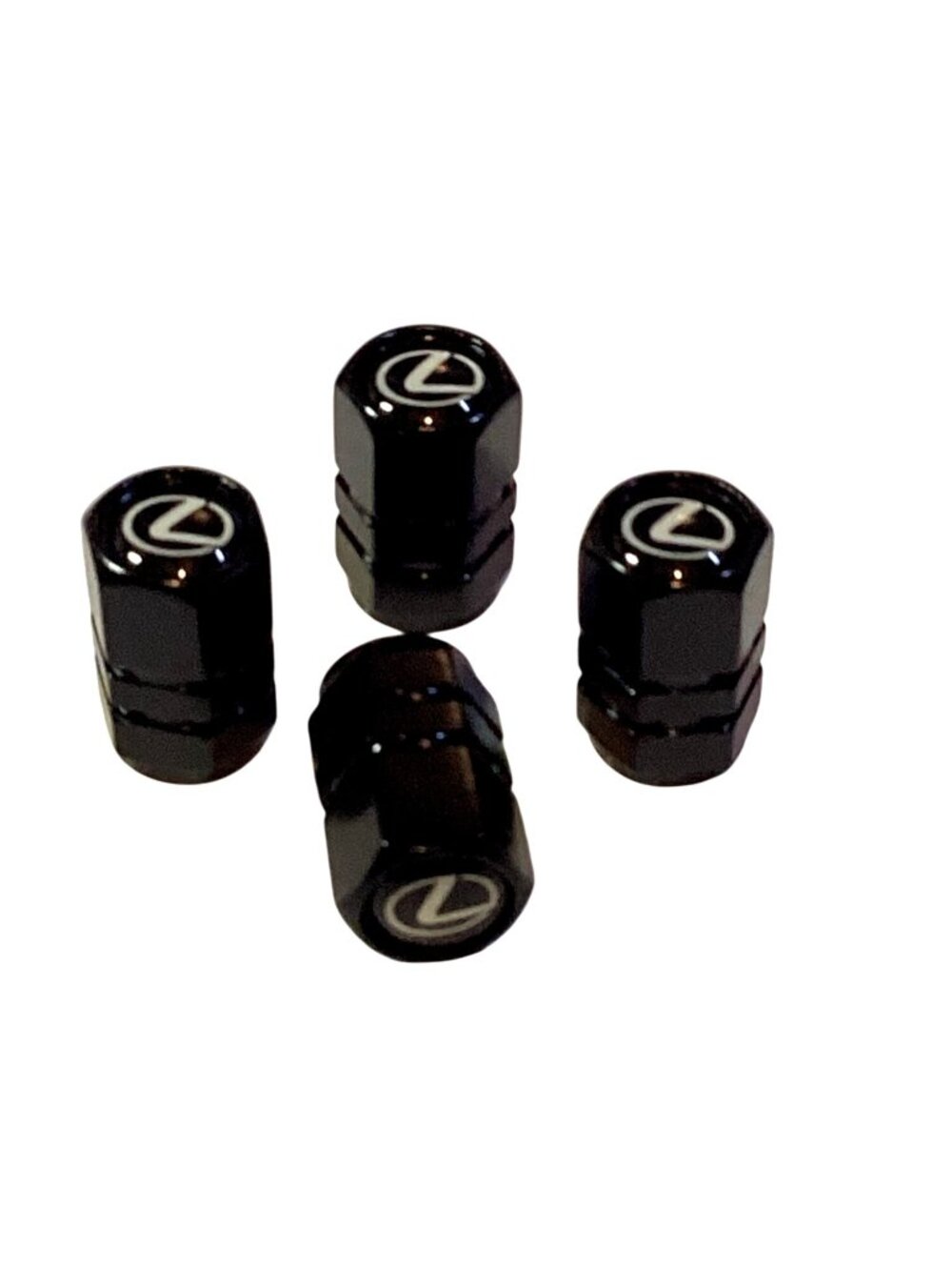 Black Gloss Aluminum  Wheel Valve Stem Caps for Lexus 4 pcs NEW